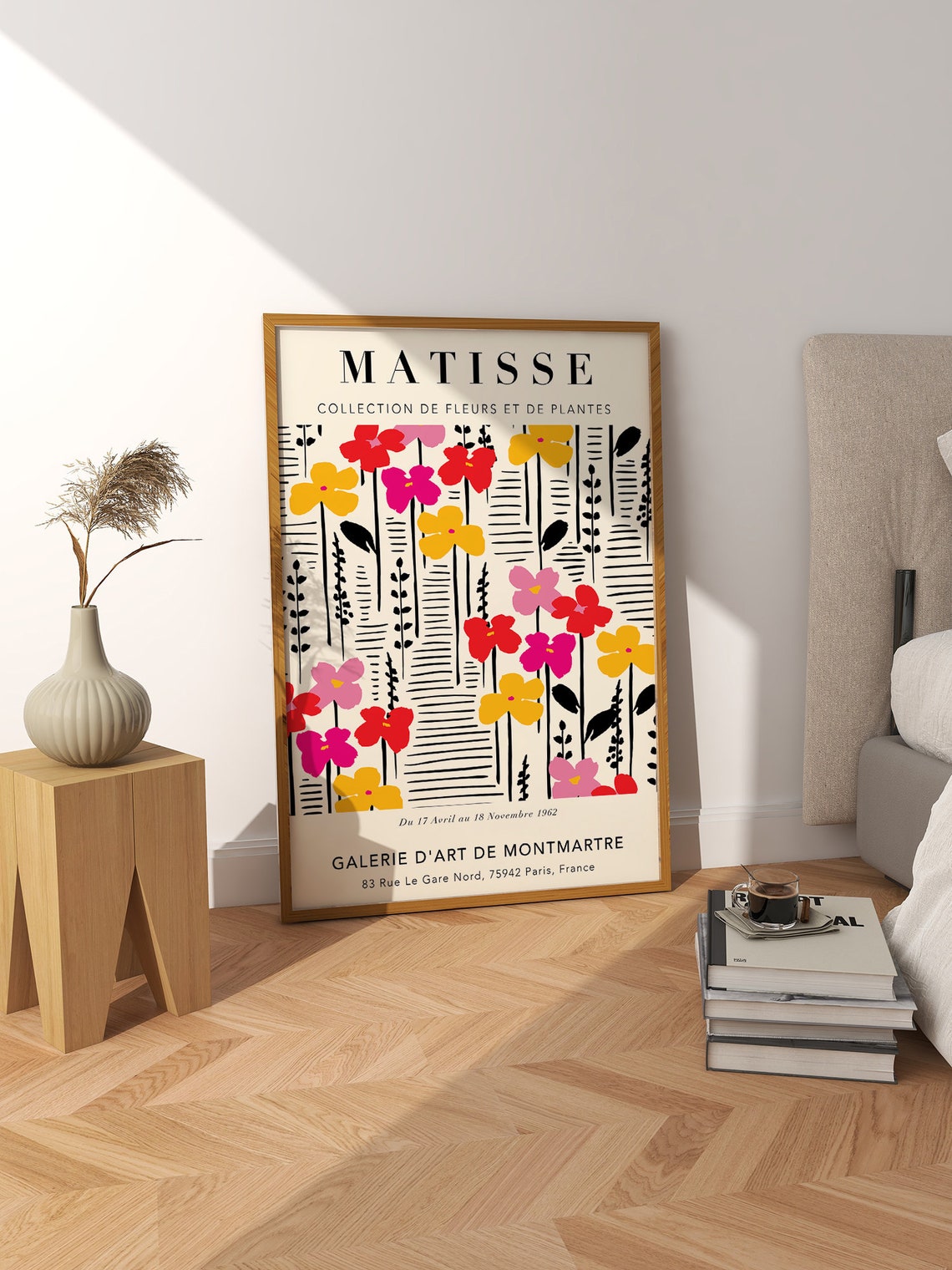 Floral Matisse Exhibition Poster Pink Black Flower Market Floral Matisse Wall Art Flower Market Print Modern Floral Art Print Mp082 - Image 2