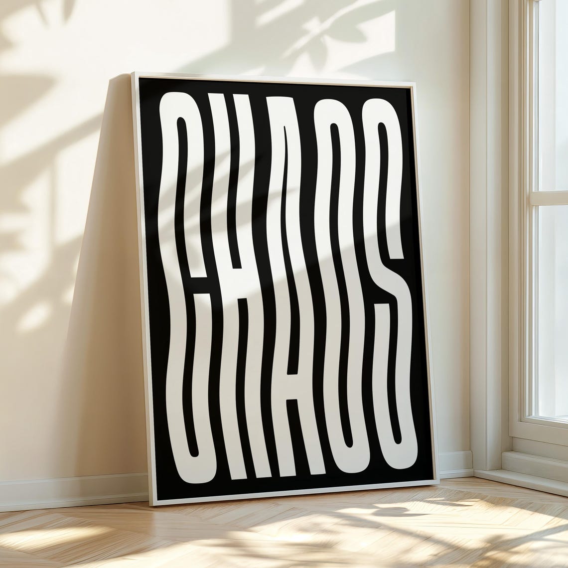 Black And White Chaos Typography Art Maximalist Wavy Lettering Poster - Image 3