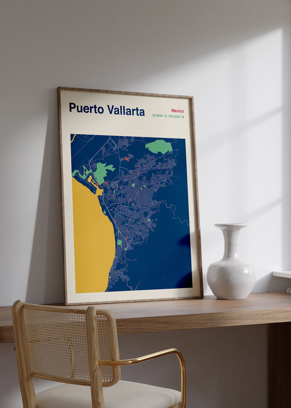 Puerto Vallarta Mexico Color Block City Map Coastal Travel Poster - Image 2