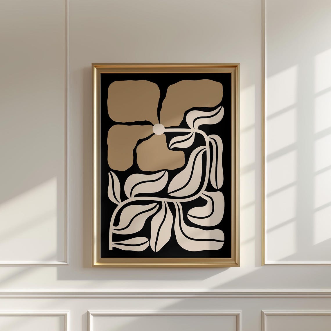 Black And Beige Abstract Flower Poster Modern Bold Botanical Design - Image 4
