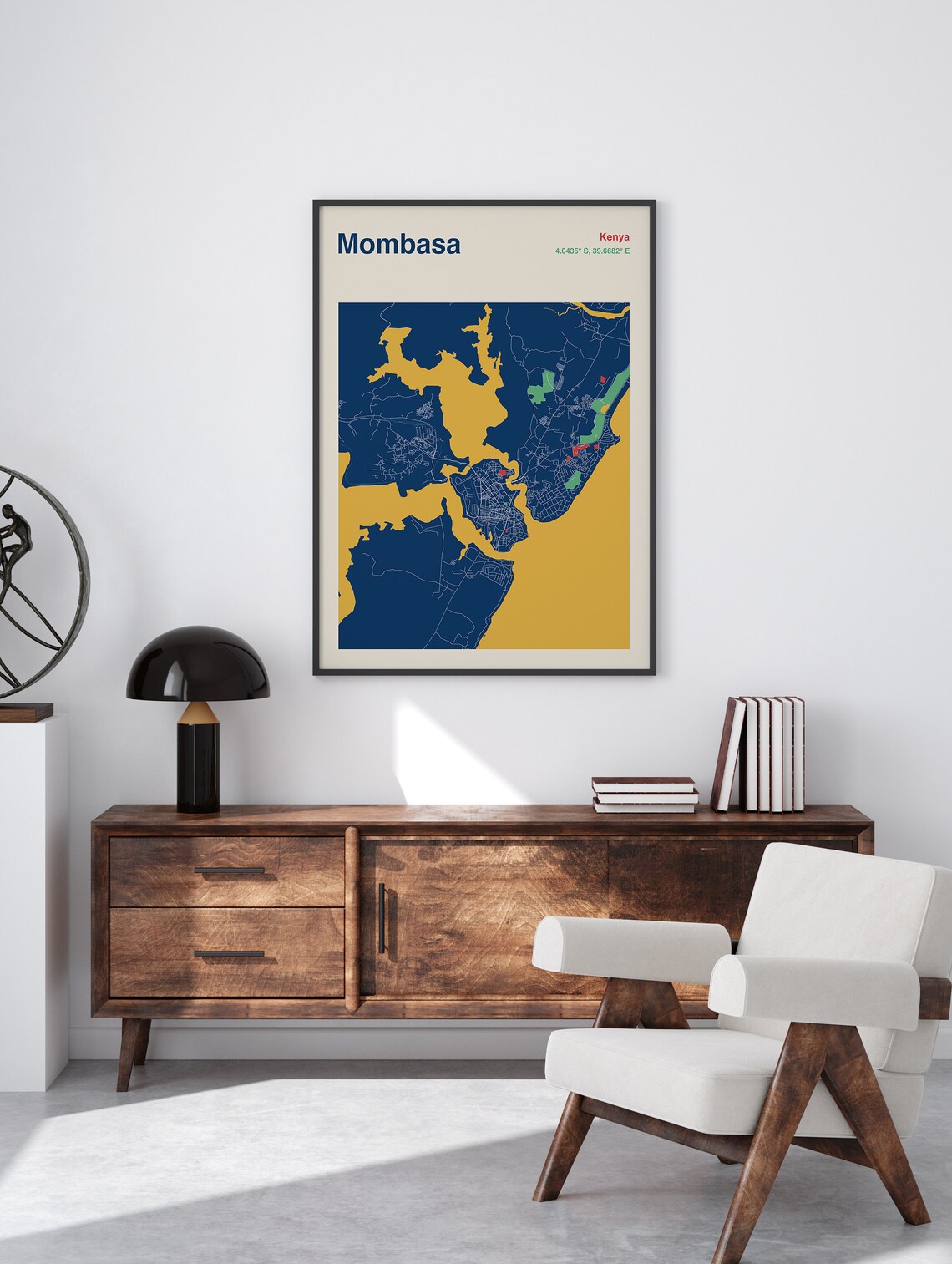 Mombasa Kenya Map Poster, Travel Wall Art - Image 2