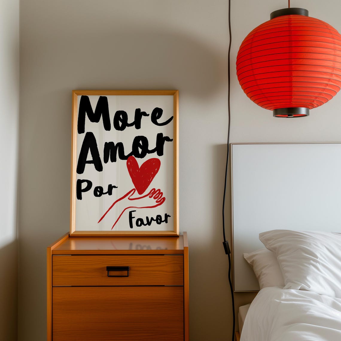 More Amor Por Favor Poster Black Script Red Heart Love Quote Design - Image 4