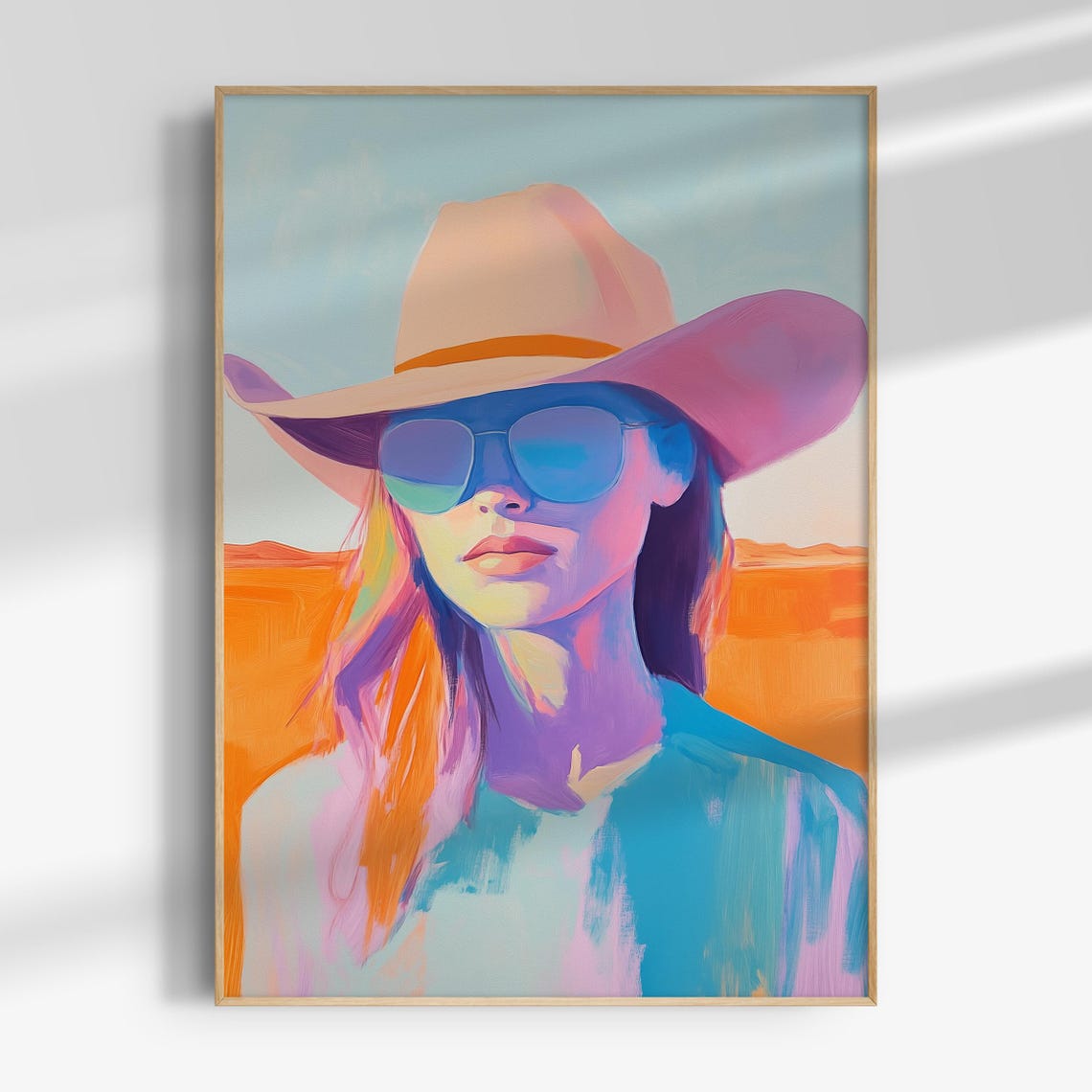 Cowgirl Portrait Painting Abstract Colourful Cowgirl Wall Art Mid Century South Western Print Dopamine Wall Art W21 - Image 4