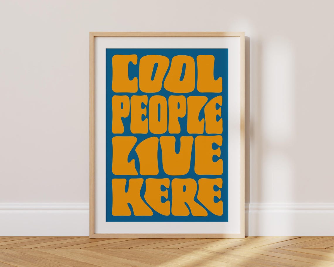 Cool People Live Here Retro Pink Typography Bold Red Art Poster - Image 3