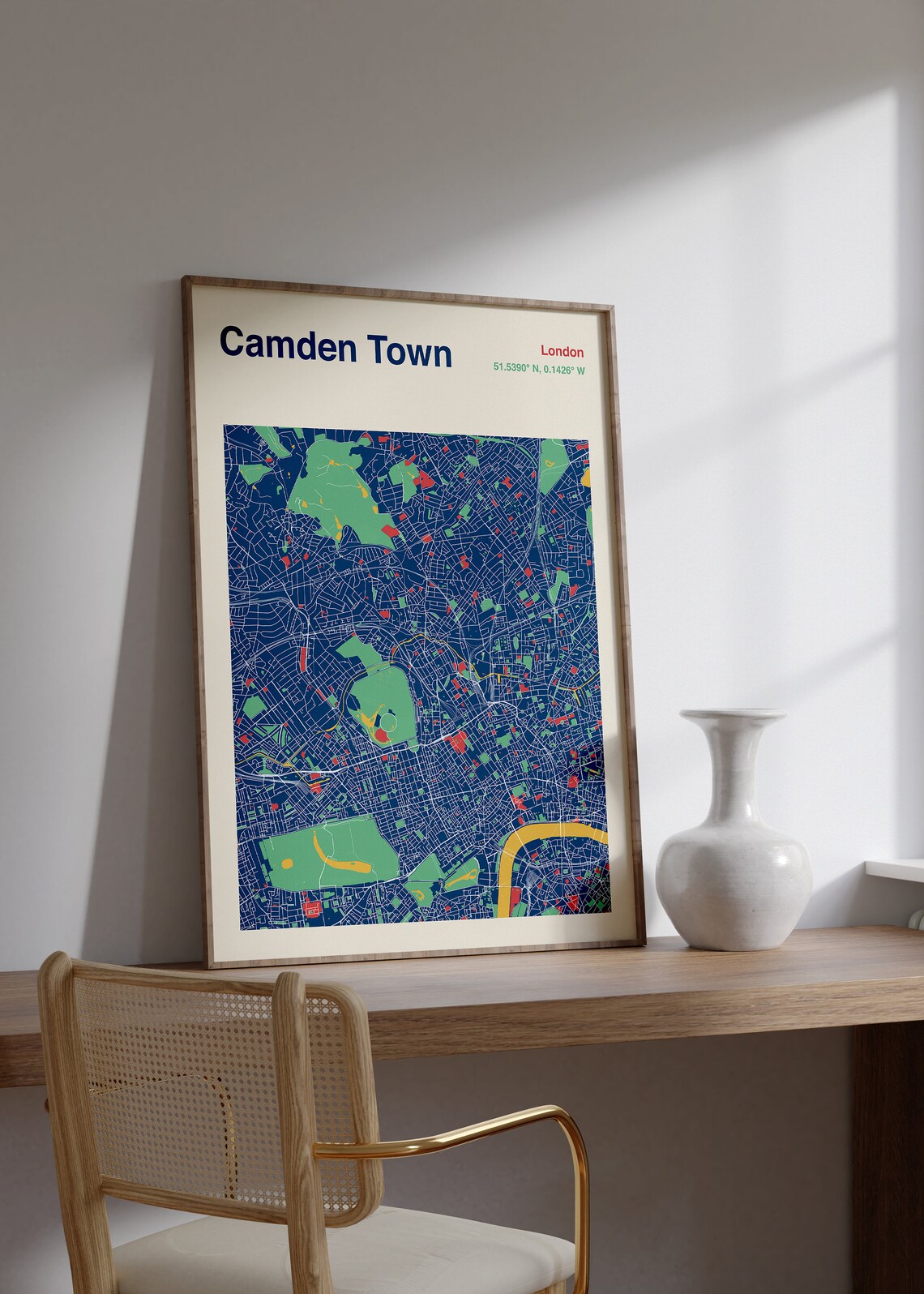 Camden Town London Vintage Navy Detailed City Street Map Poster - Image 2