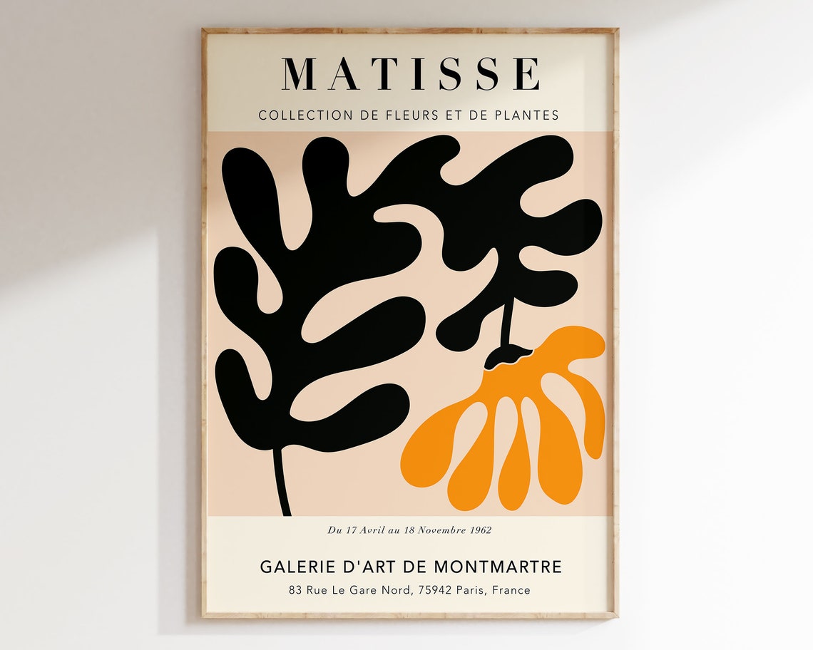 Matisse Cut Out Leaves Black Orange Exhibition Gallery Poster