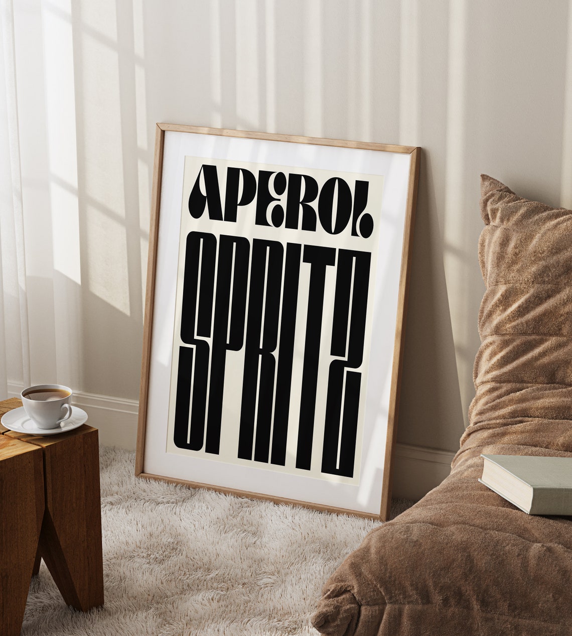 Aperol Spritz Minimal Black Bold Typography Modern Bar Wall Poster