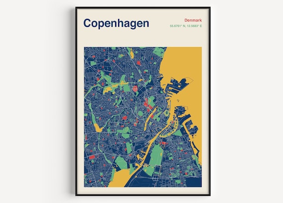 Copenhagen Map Poster, Custom Map Design