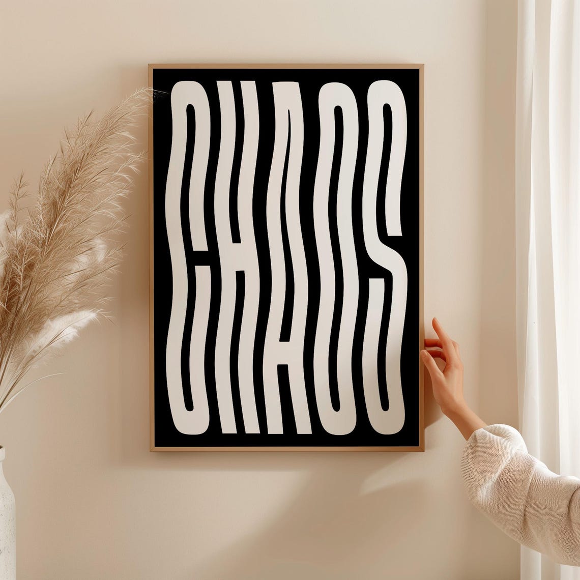 Black And White Chaos Typography Art Maximalist Wavy Lettering Poster - Image 2