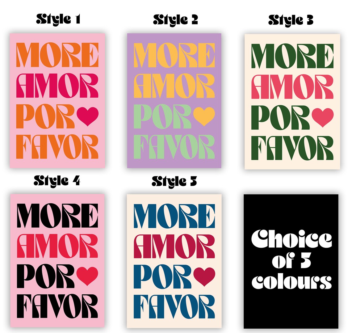 More Amor Por Favor Typography Love Poster Print - Image 3