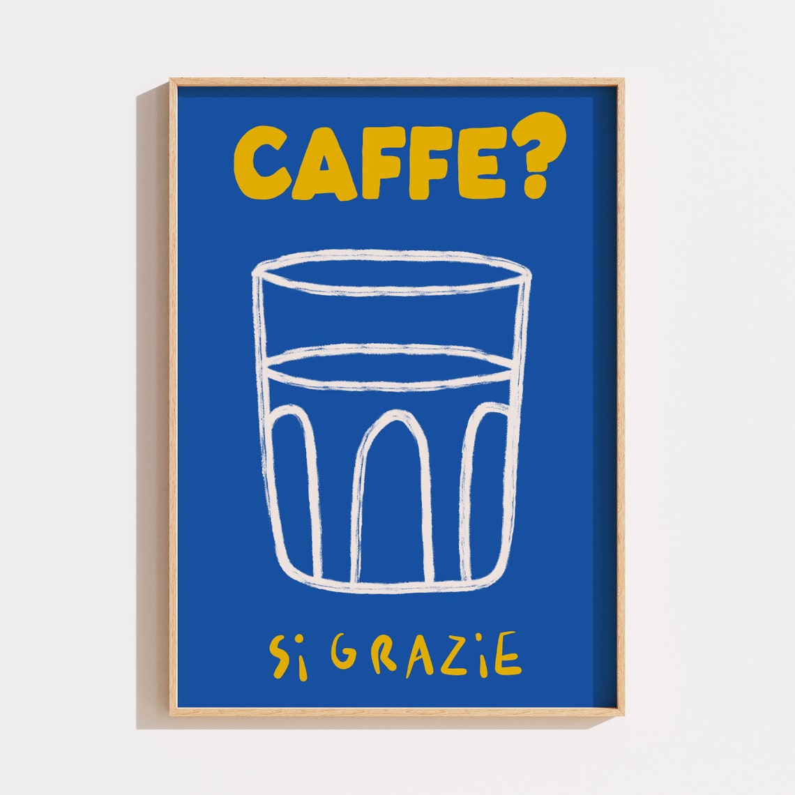 Caffe Si Grazie Italian Coffee Line Art Minimal Kitchen Poster - Image 3
