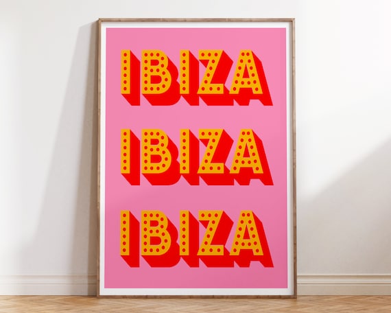 Retro Ibiza Travel Poster, Mid-Century Travel Poster