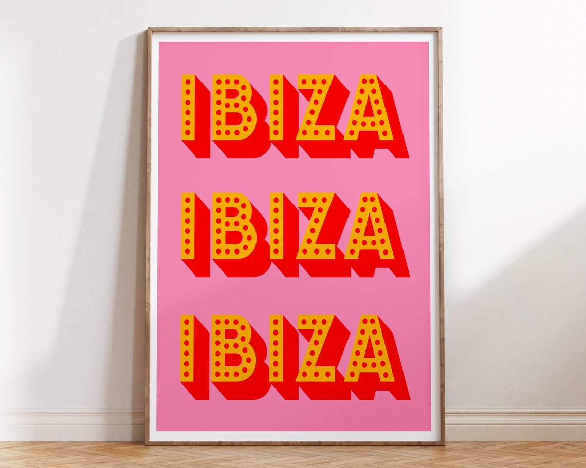 Retro Ibiza Travel Poster, Mid-Century Travel Poster