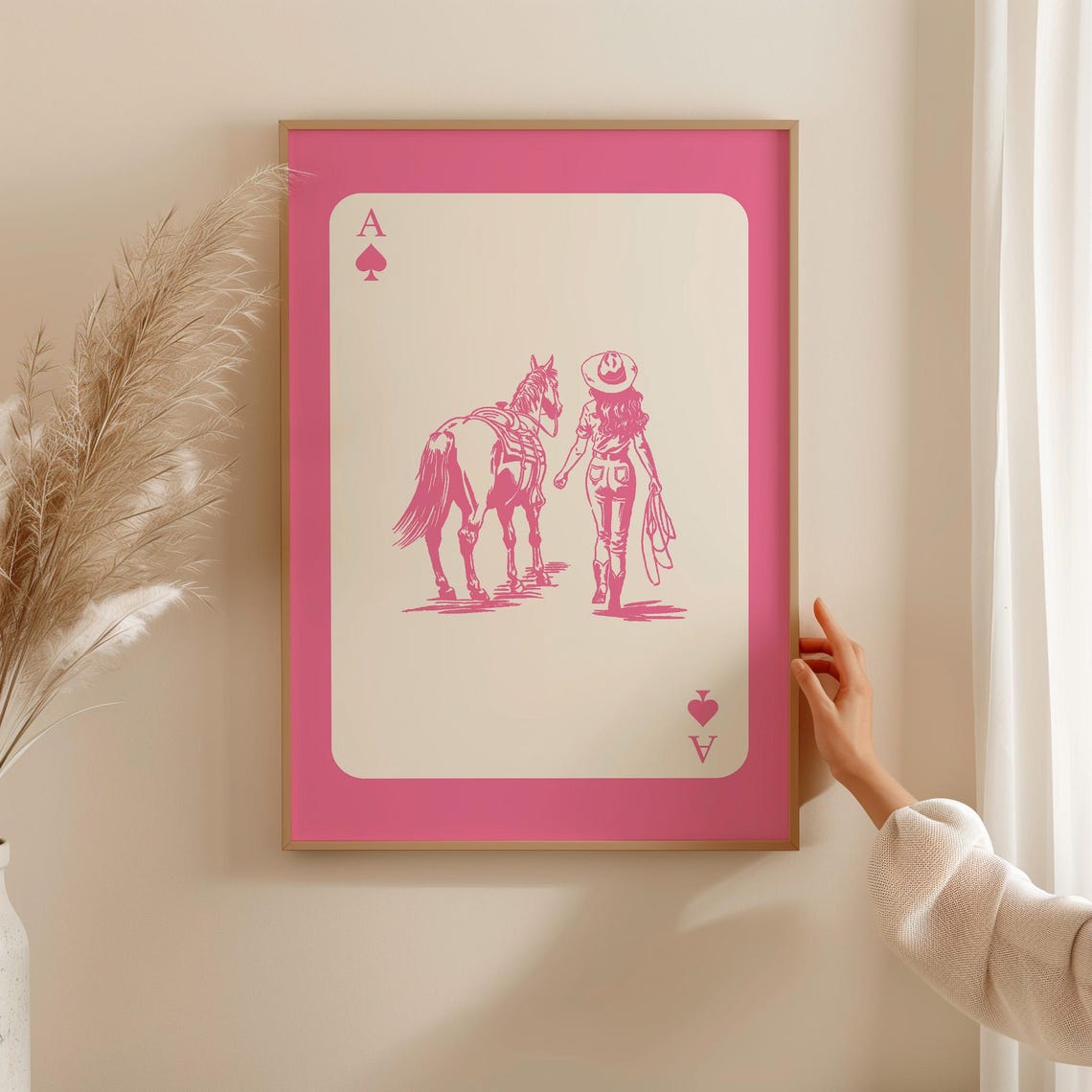 Pink Cowgirl Playing Card Poster Ace Of Spades Trendy Western Design - Image 4