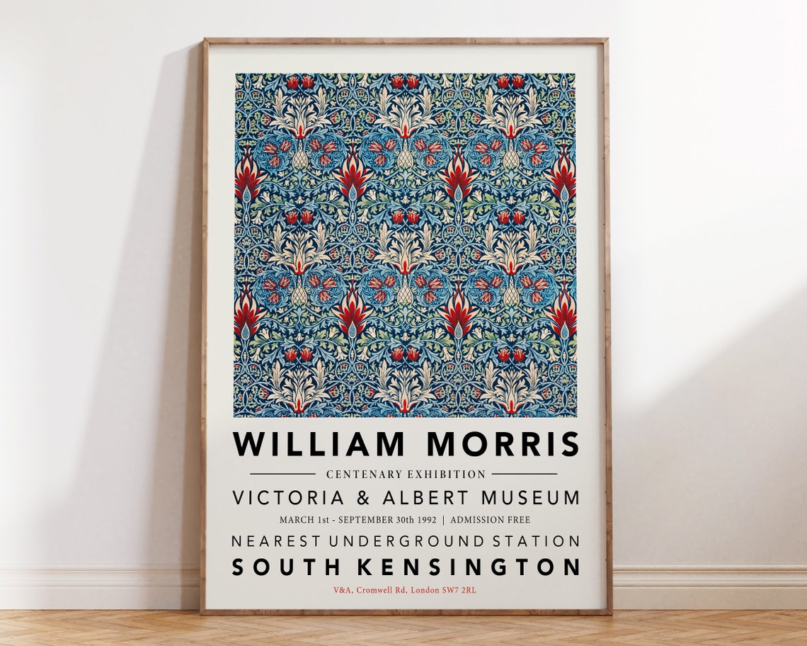 William Morris Blue And Red Foliage V And A Centenary Poster