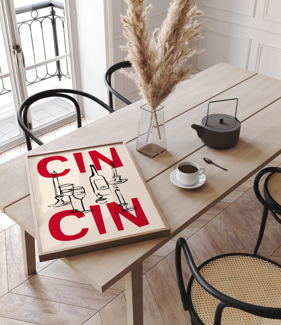 Cin Cin Wine Cheers Italian Kitchen Bar Cart Typography Poster - Image 3