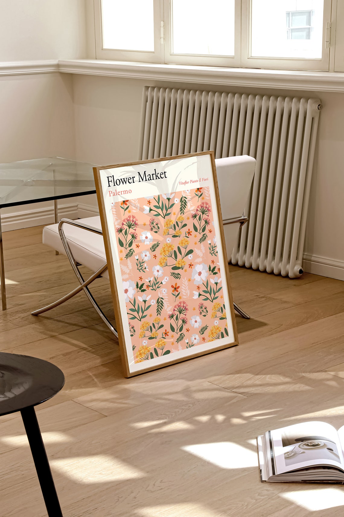 Flower Market Print Flower Market Palermo Poster Pastel Flowers Art Poster Peach Flower Market Print Boho Flower Market Print F154 - Image 2