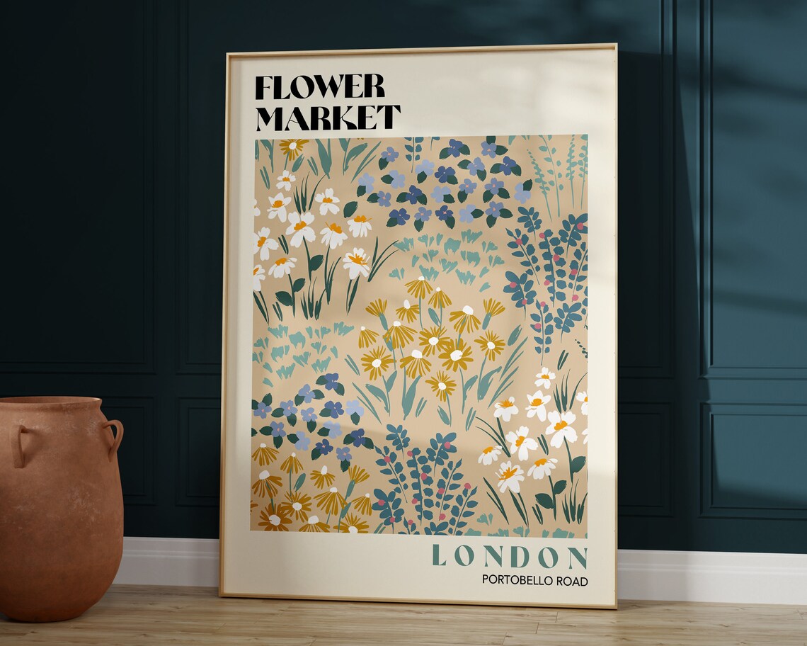 Portobello Road Flower Market Retro Floral Art Print - Image 2