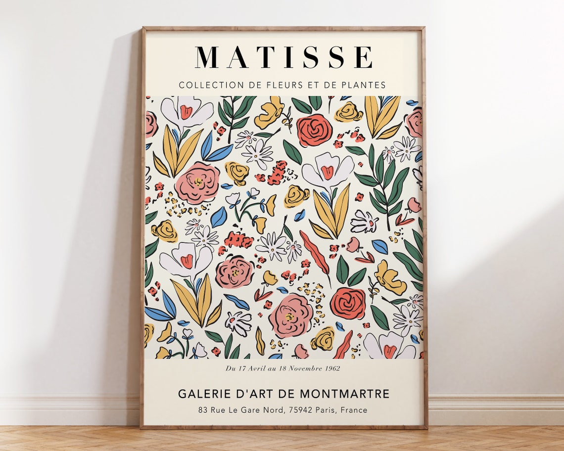 Matisse Wildflower Roses Exhibition Poster Illustrated Botanical 1962