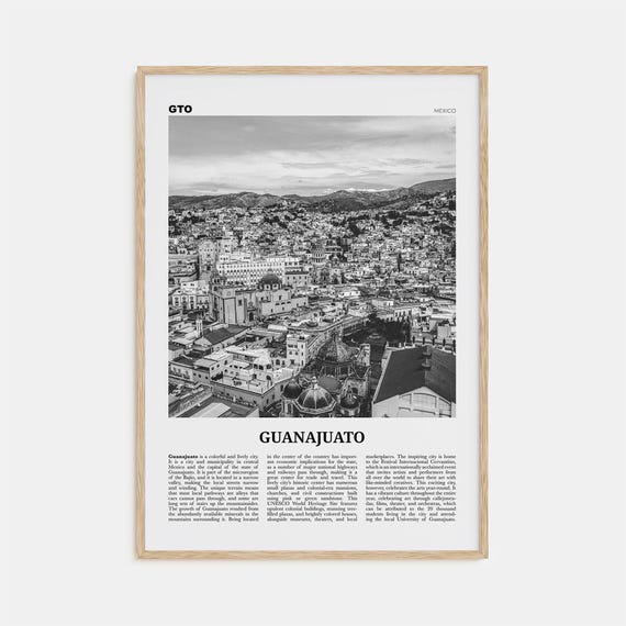 Guanajuato City Black and White Travel Poster