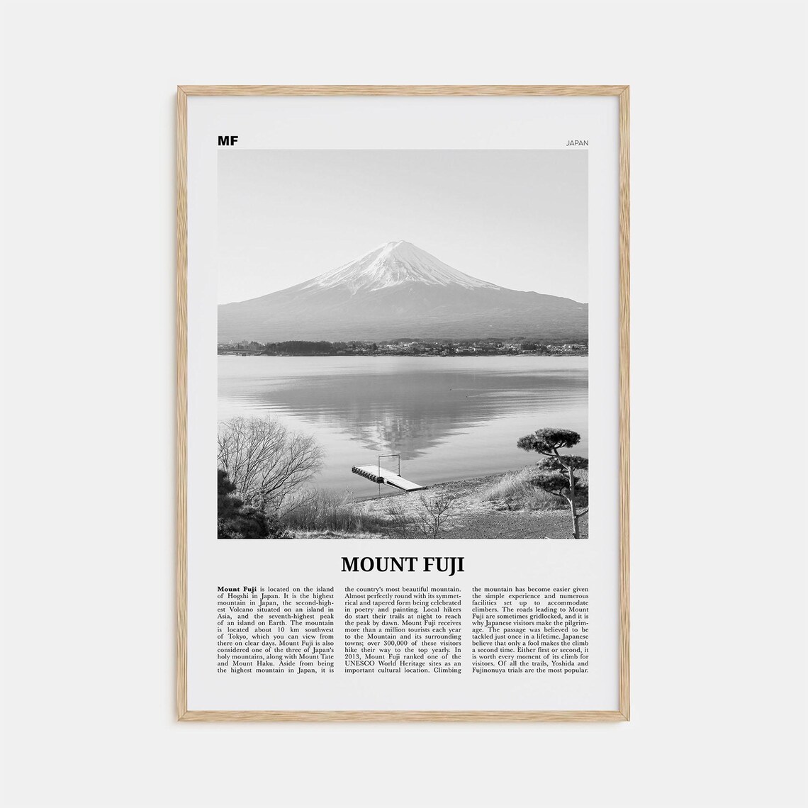 Mount Fuji Black and White Art Print, Japan Landscape