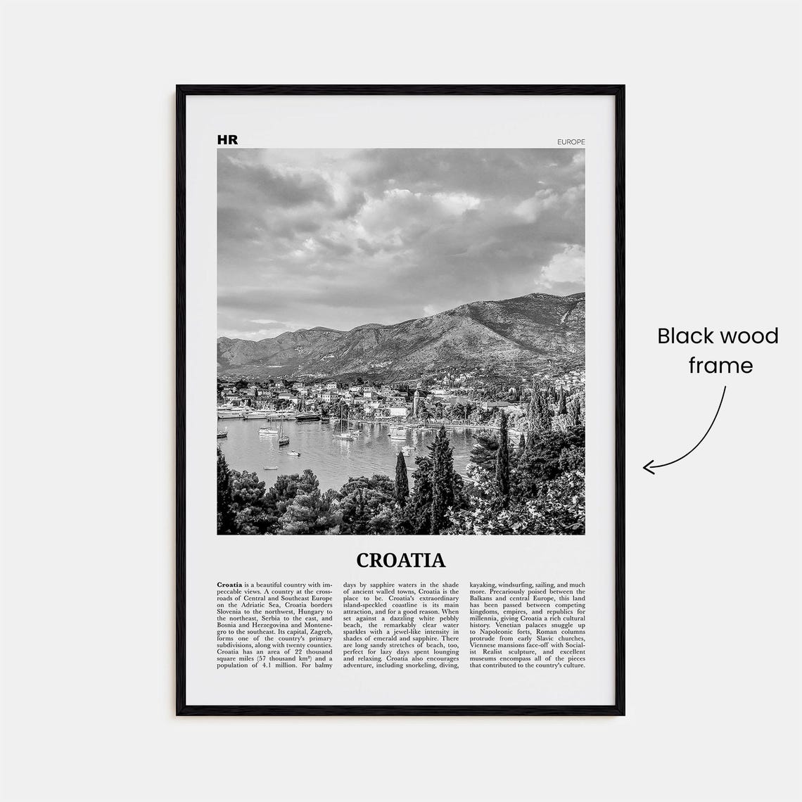 Croatia Black And White Travel Poster, Zagreb Balkan - Image 3