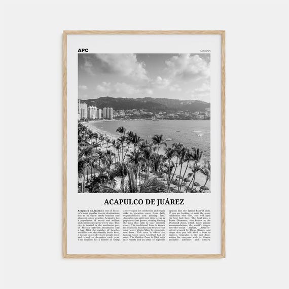Acapulco De Juarez Black and White Travel Poster
