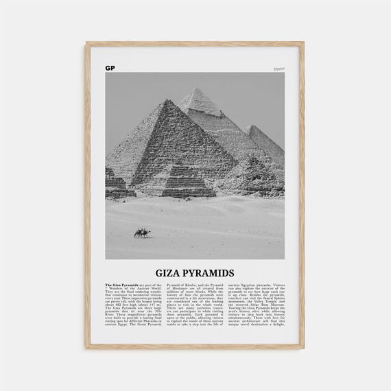 Giza Pyramids Black And White Travel Poster