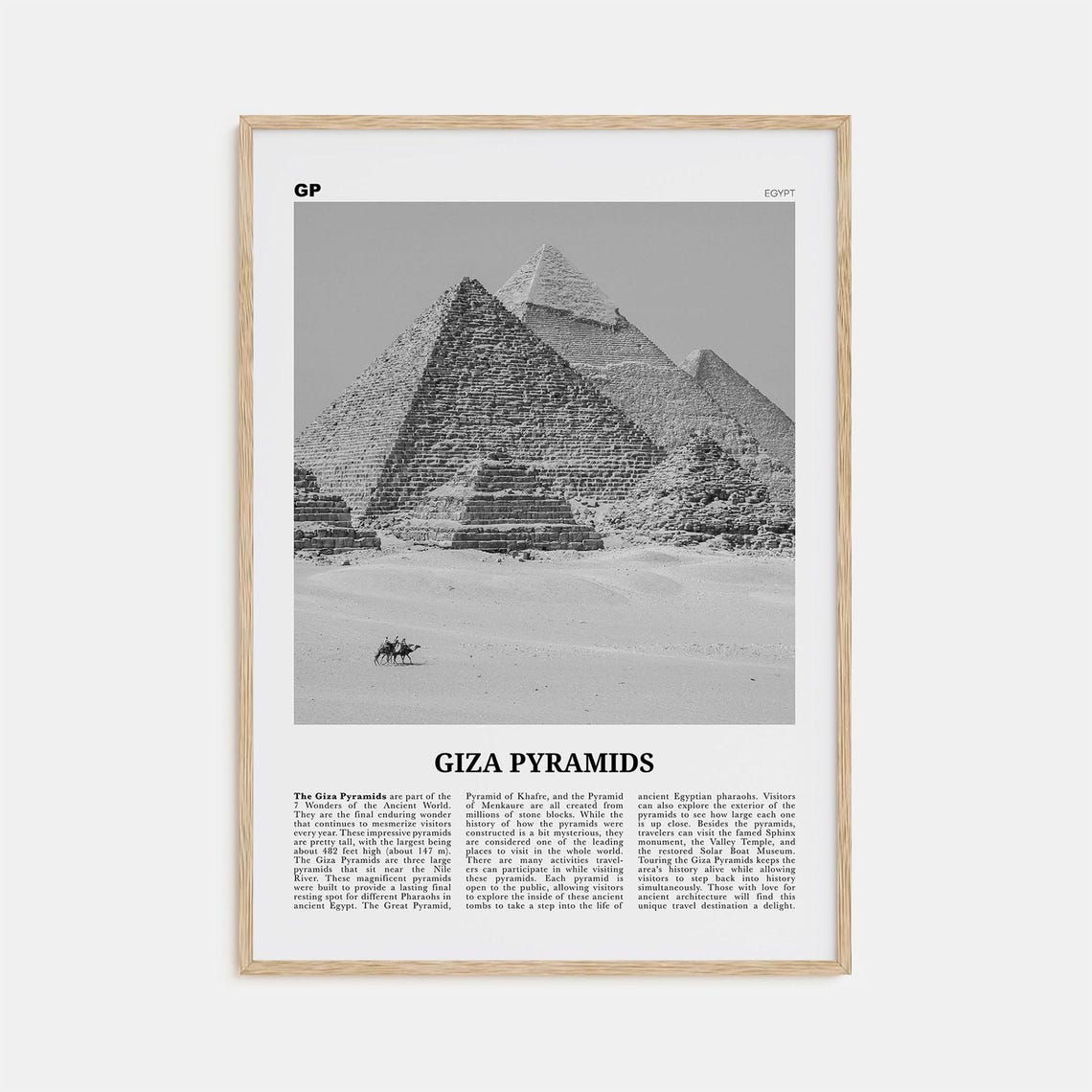 Giza Pyramids Black And White Travel Poster