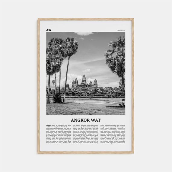 Angkor Wat Black and White Art Print, Cambodia