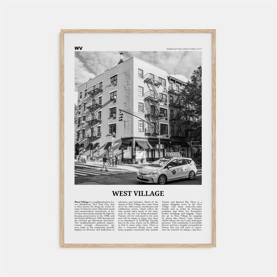 West Village Black and White New York Travel Poster