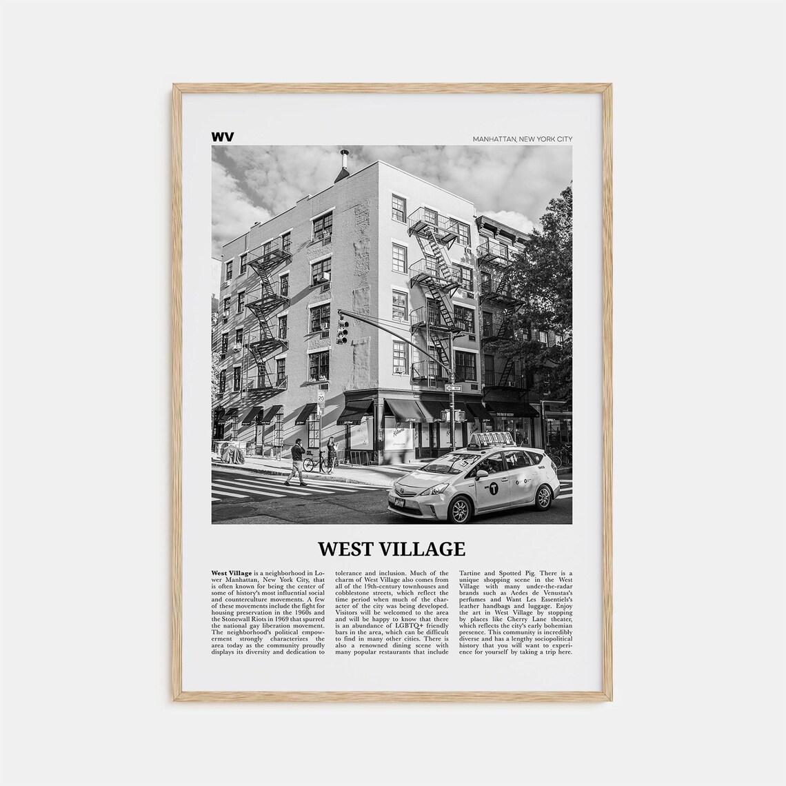 West Village Black and White New York Travel Poster