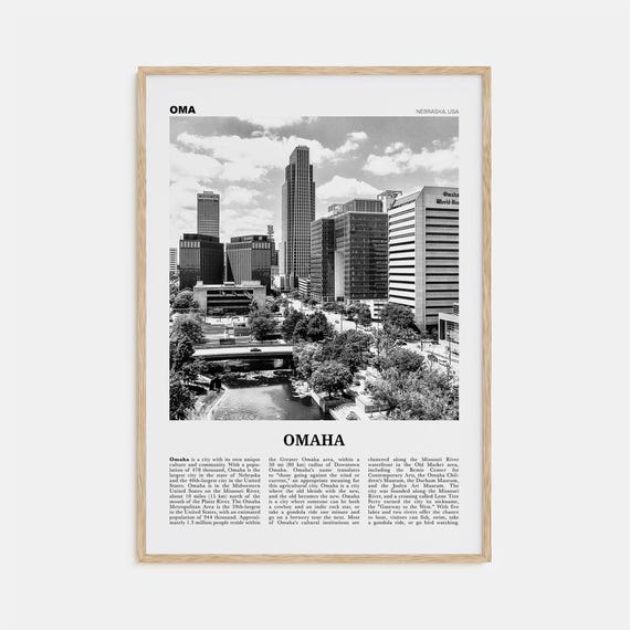 Omaha Black and White Travel Poster Print