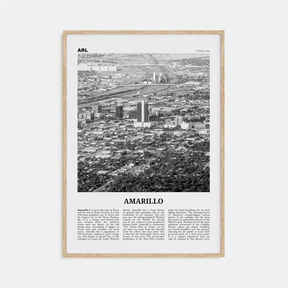 Amarillo Black and White Texas Travel Art Print