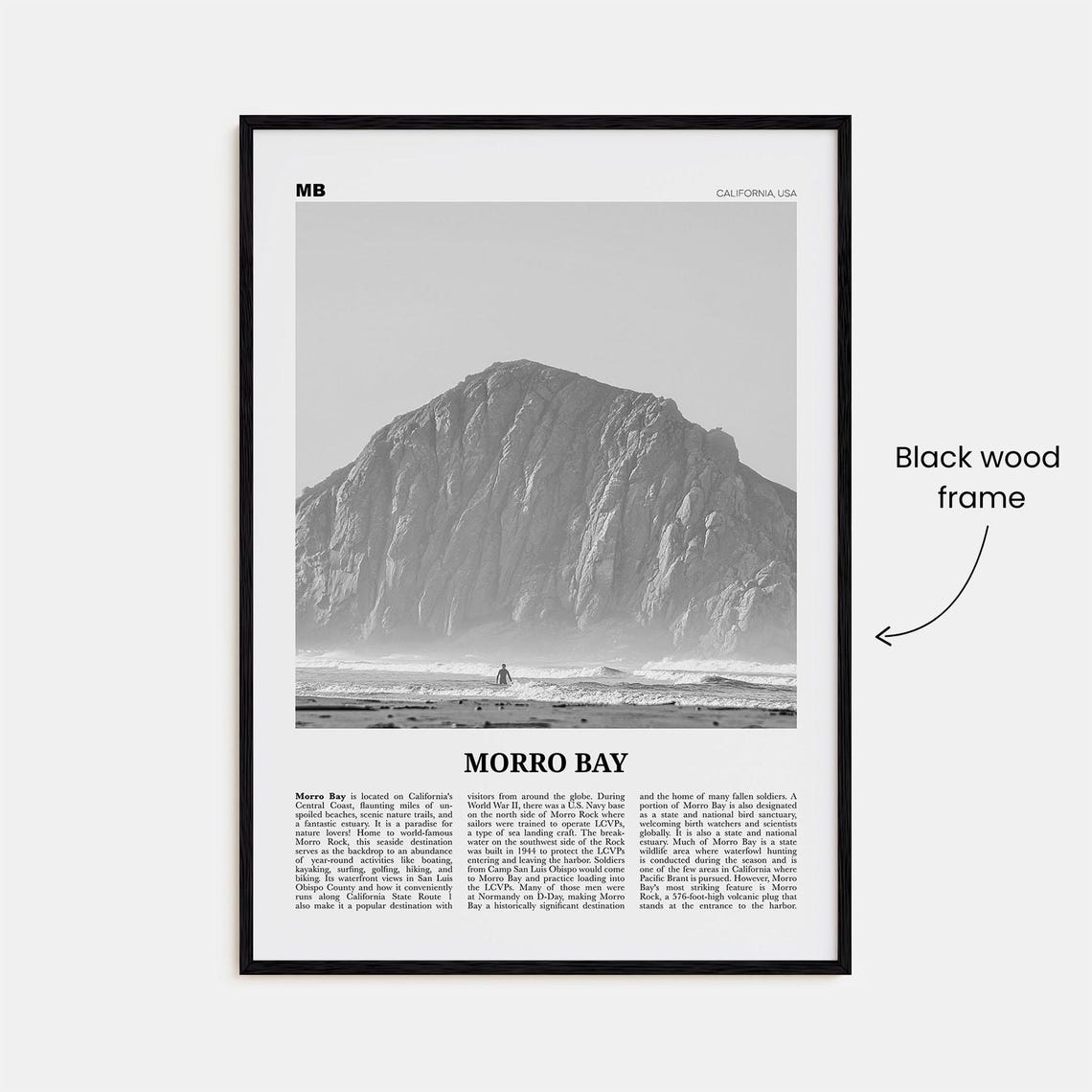 Morro Bay Black and White Travel Poster, California - Image 3