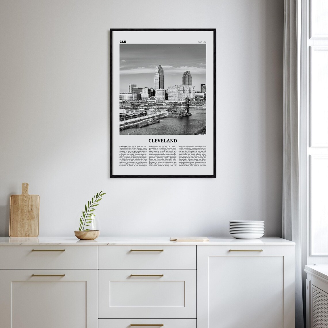 Cleveland Black And White Ohio Travel Poster Print - Image 2