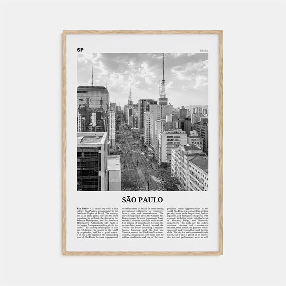 Sao Paulo Downtown Skyscraper Canyons Black and White Poster