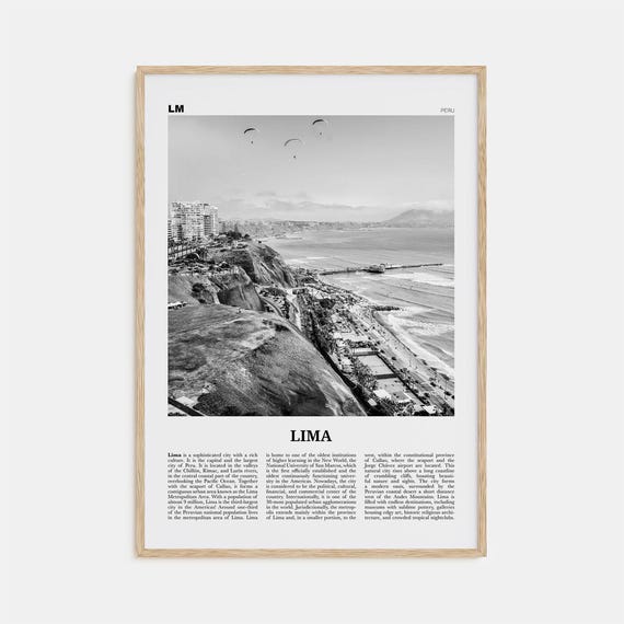 Lima Black and White No. 1 Travel Poster, Peru