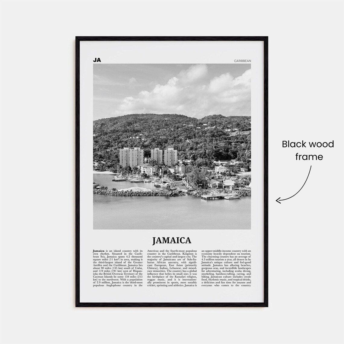 Jamaica Black and White No. 3 Travel Poster, Kingston - Image 3