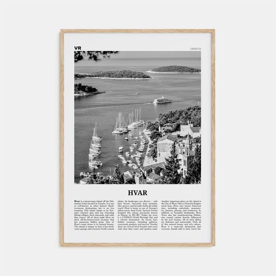 Hvar Black and White Travel Poster, Croatia