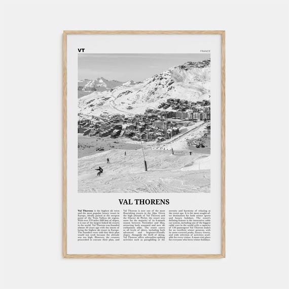 Val Thorens Black and White Travel Poster