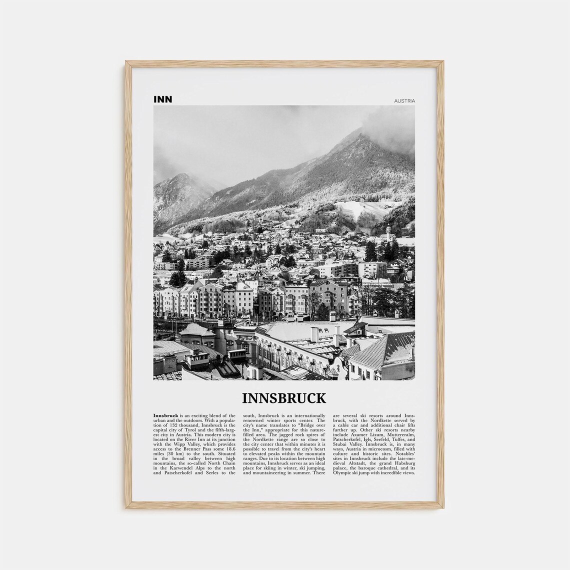 Innsbruck Black and White Travel Poster, Austria