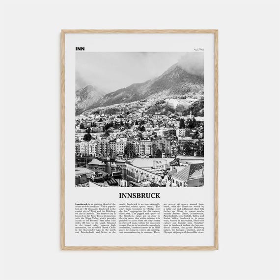 Innsbruck Black and White Travel Poster, Austria