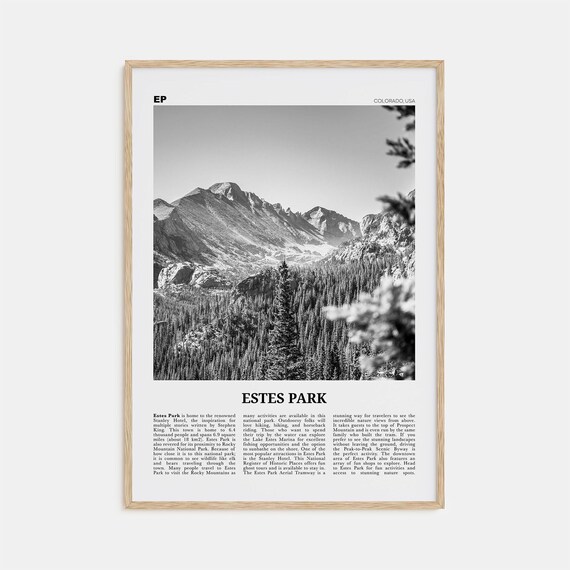 Estes Park Black and White Travel Poster, Colorado USA