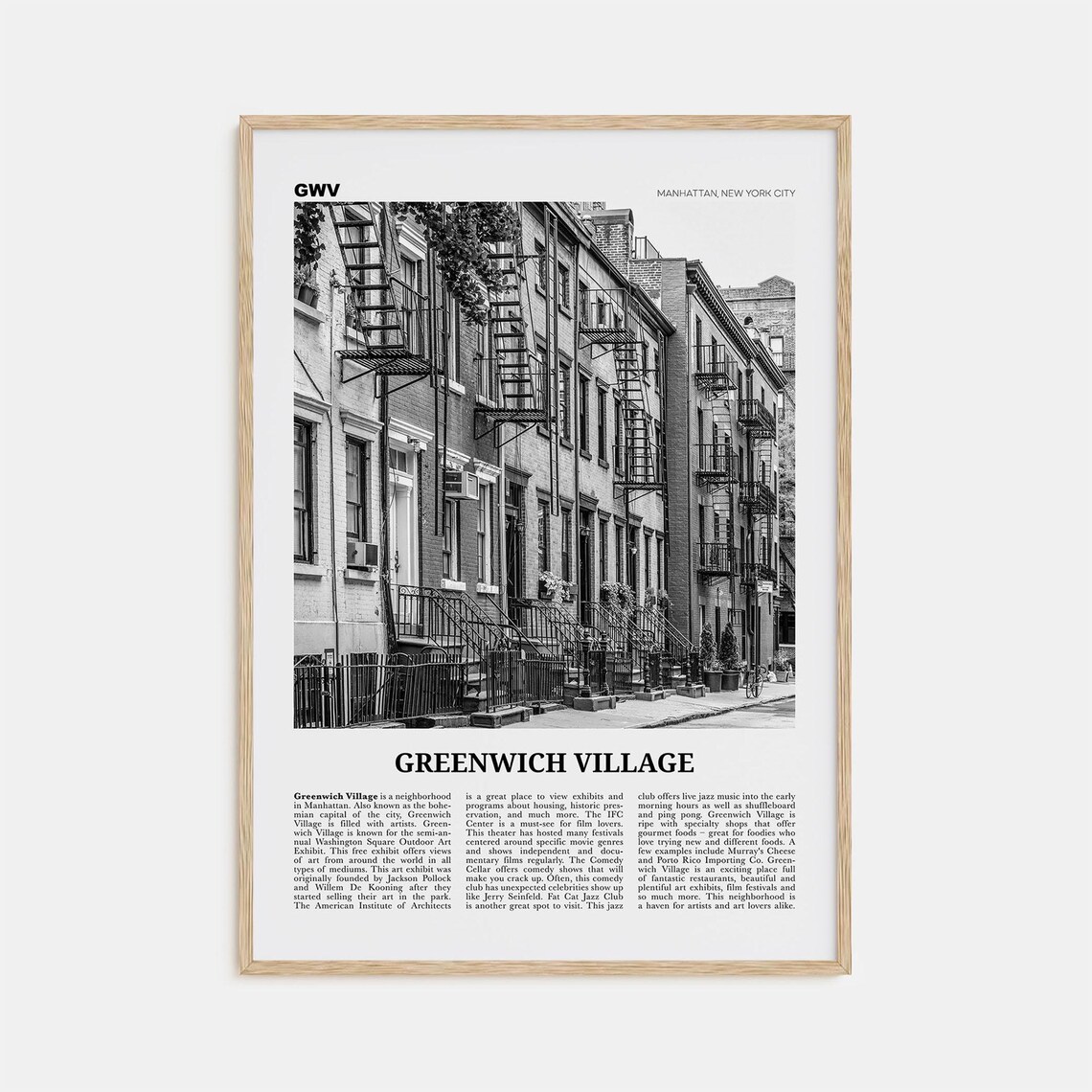 Greenwich Village Black and White Travel Poster