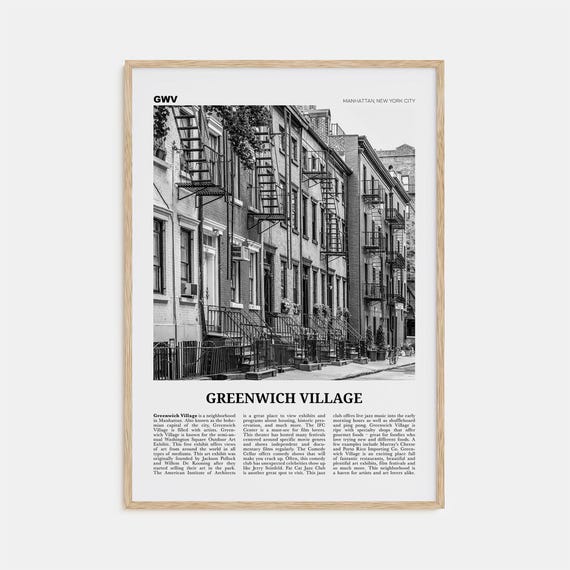 Greenwich Village Black and White Travel Poster