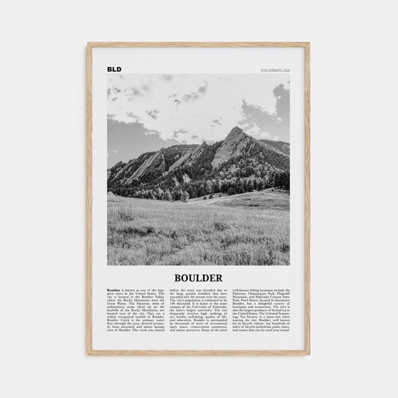 Boulder Black and White Art Print, Colorado USA