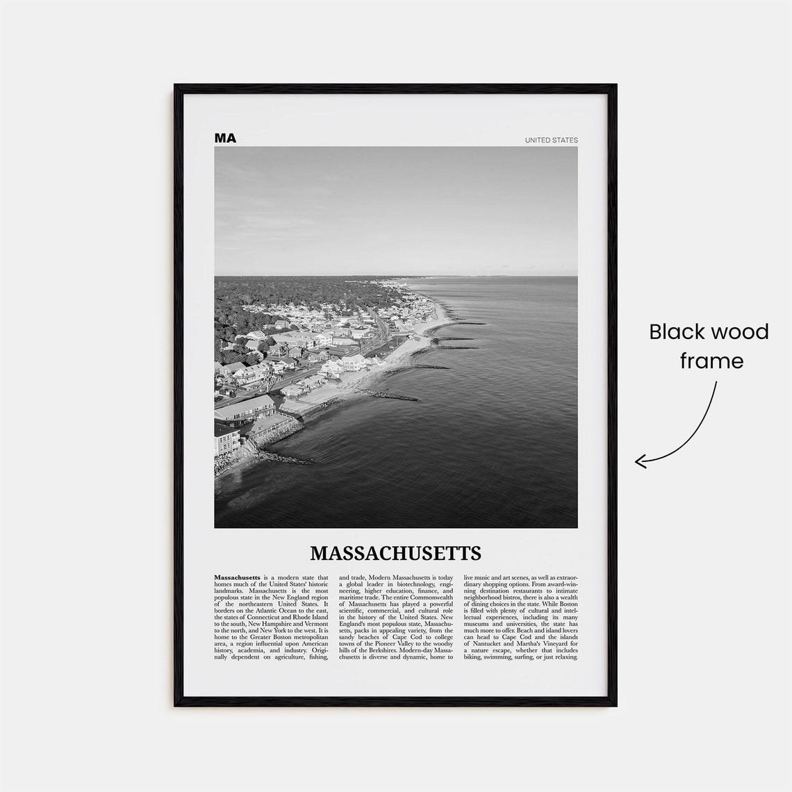 Massachusetts Black and White Travel Poster No. 1 - Image 3