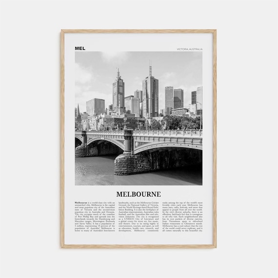 Melbourne Black and White Travel Poster, Australia