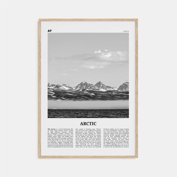 Arctic Map Art Print, Black and White Wall Decor